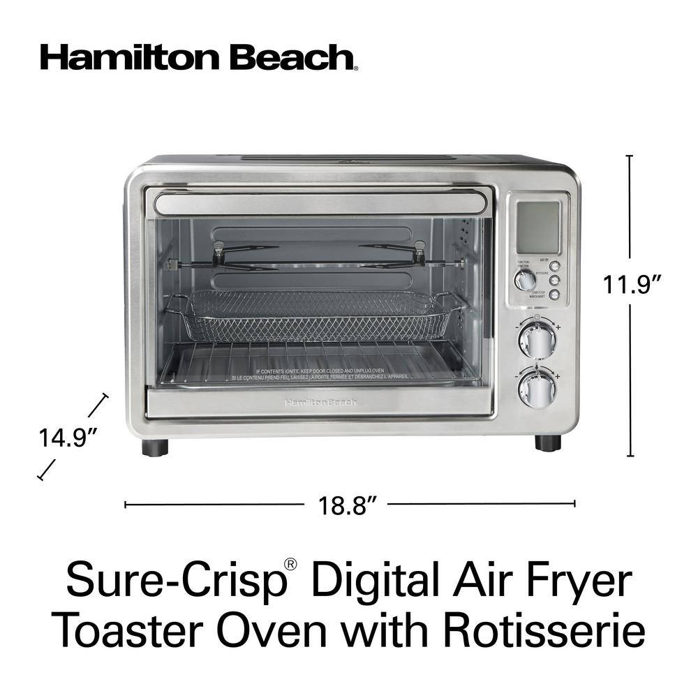 Hamilton Beach Sure-Crisp Digital Air Fryer Toaster Oven with Rotisserie 6 Slice Capacity