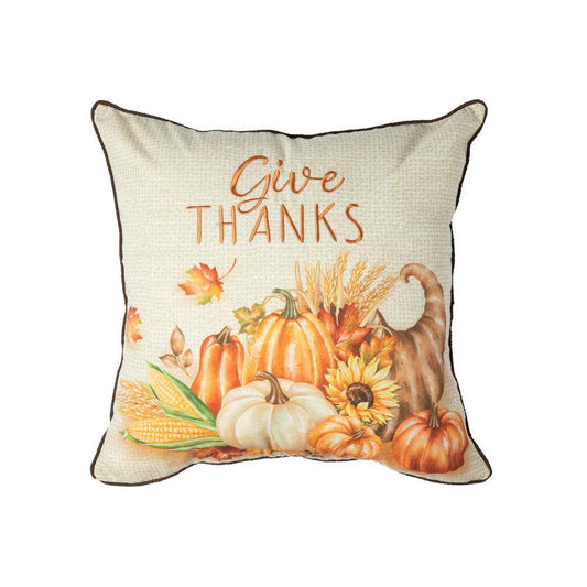 Glitzhome 18 in. Thanksgiving Embroidered Pillow