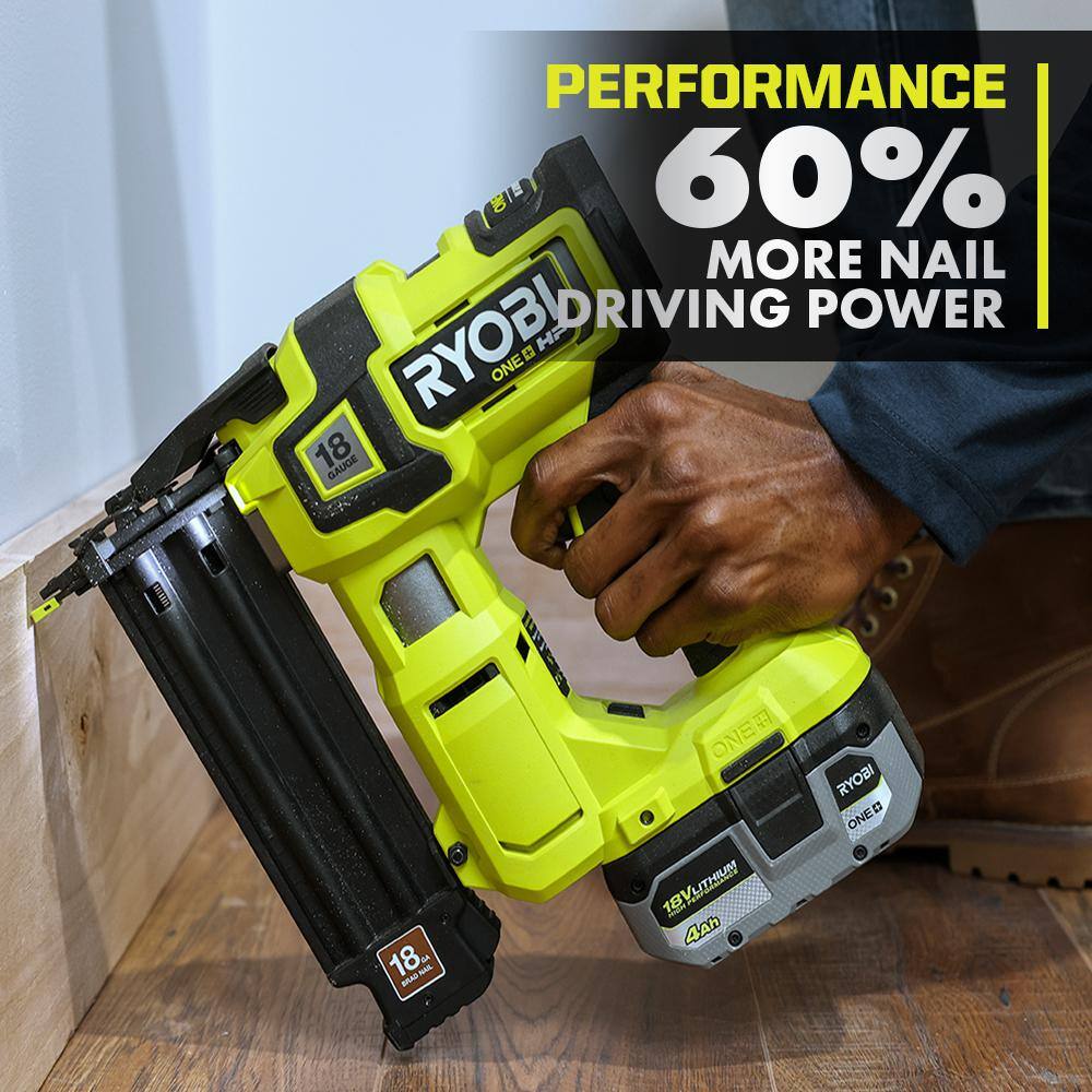 RYOBI ONE+ HP 18V 18-Gauge Brushless Cordless AirStrike Brad Nailer (Tool Only)