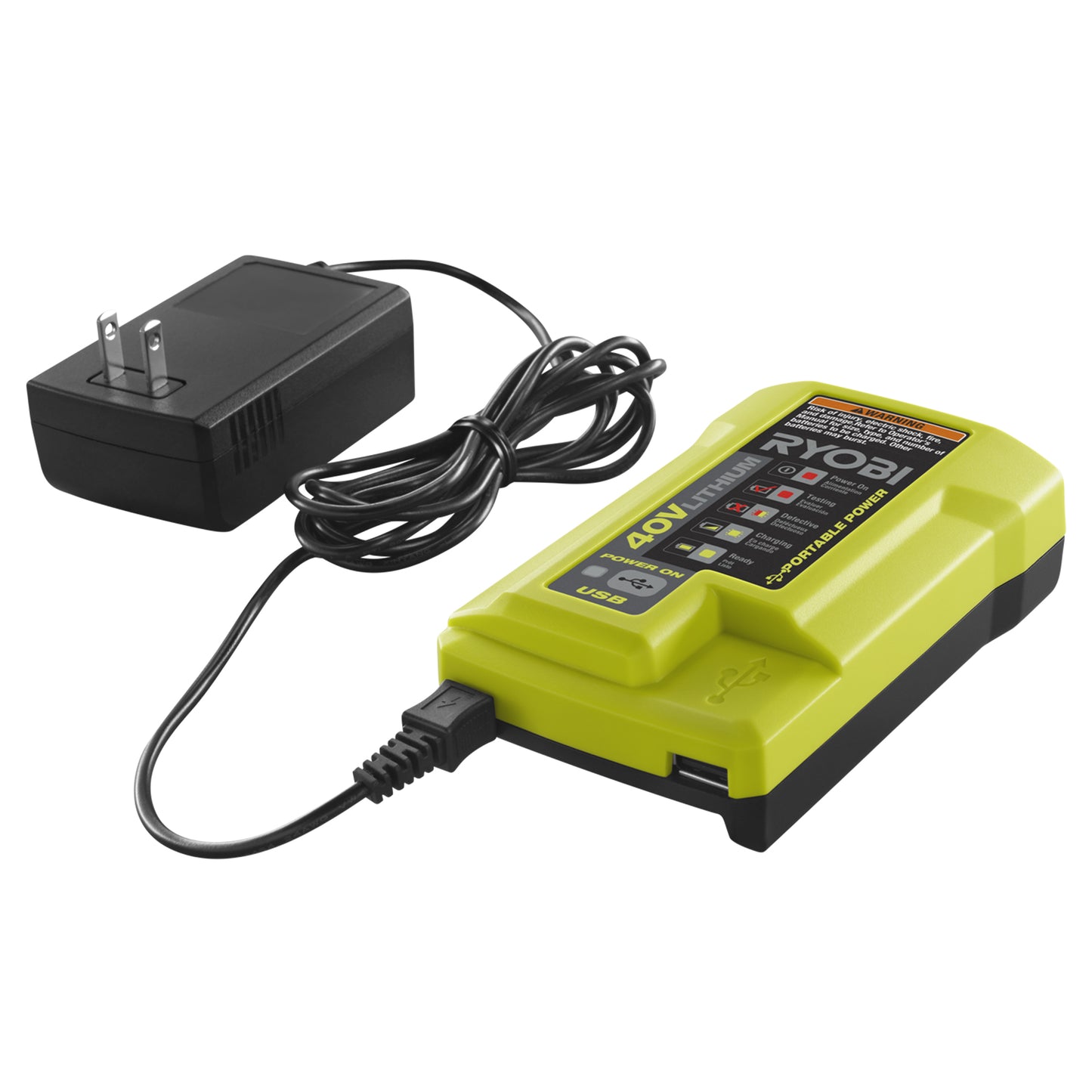 RYOBI 40V Lithium-Ion Charger with USB Port