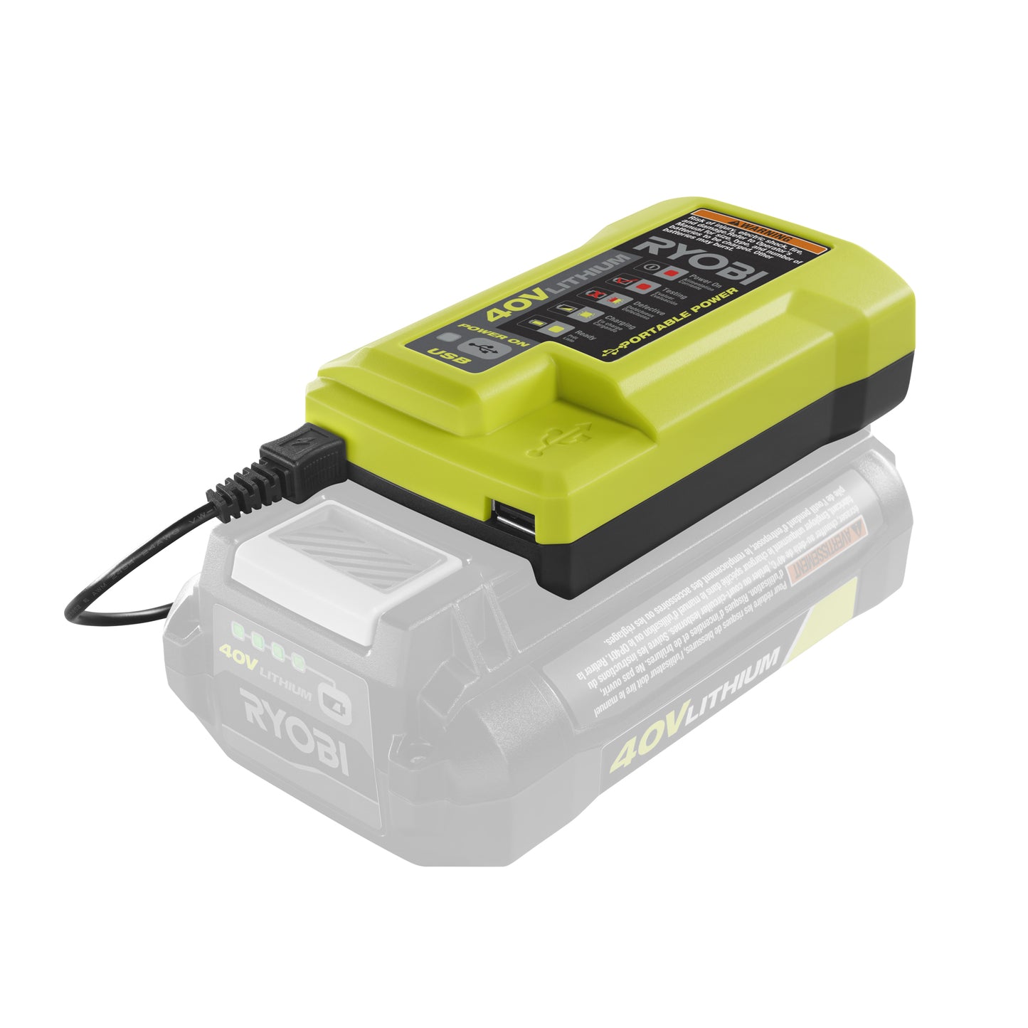 RYOBI 40V Lithium-Ion Charger with USB Port