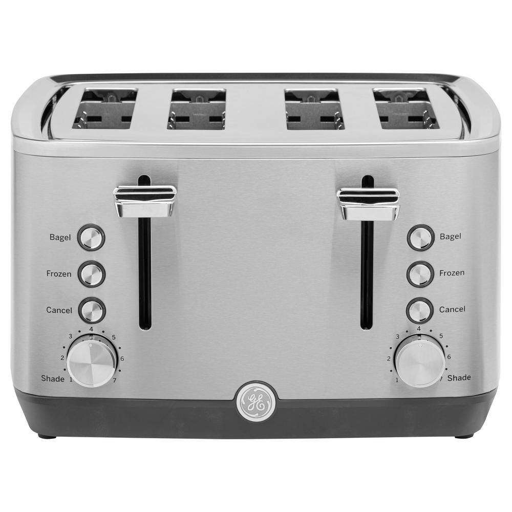 GE 4-Slice Stainless Steel Wide Slot Toaster with 7 Shade Settings