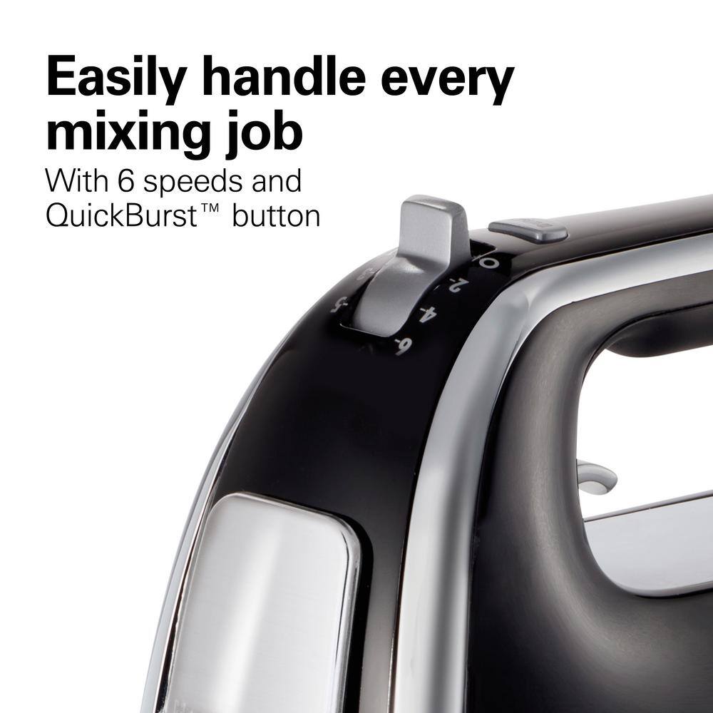 Hamilton Beach 6-Speed Black Hand Mixer with Snap-On Case