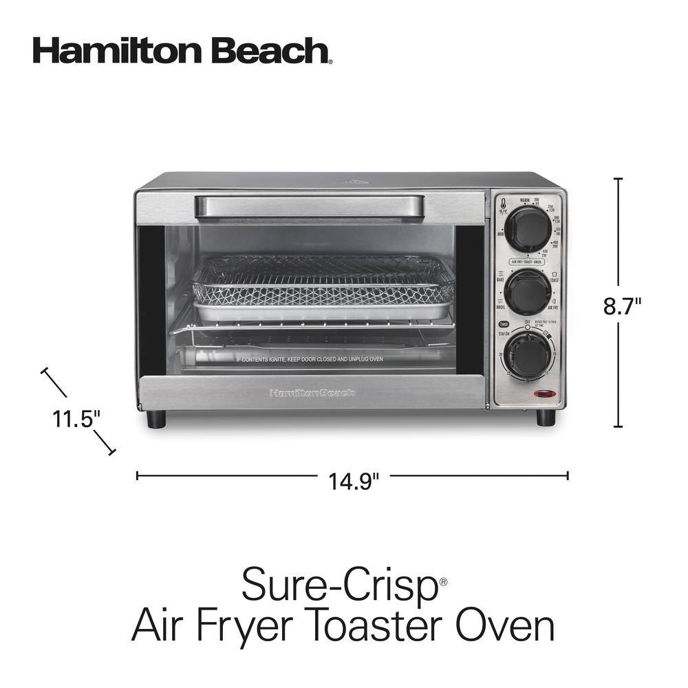 Hamilton Beach Sure Crisp 1120 W 4-Slice Stainless Steel Toaster Oven with Air Fry