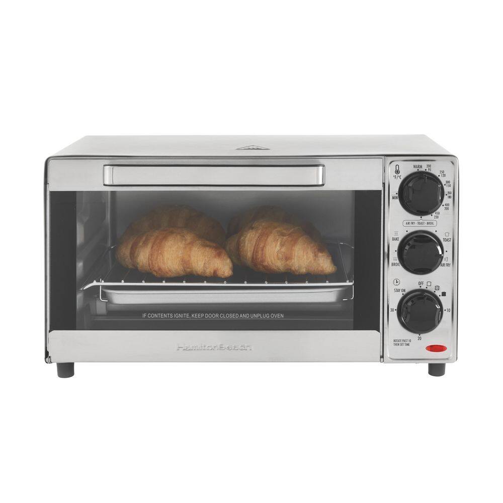 Hamilton Beach Sure Crisp 1120 W 4-Slice Stainless Steel Toaster Oven with Air Fry