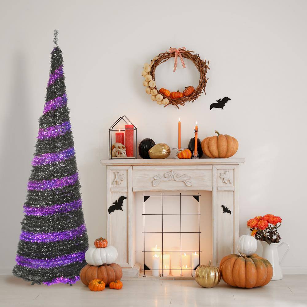 National Tree Company 7.5 ft. Halloween Purple and Black Pop-Up Tree