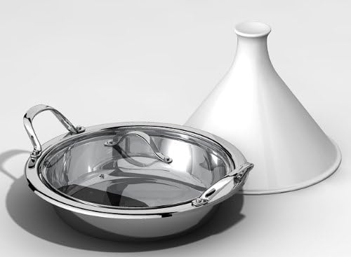 Cooks Standard Large 14 in. Multi-Ply Clad Stainless Steel Induction Tagine Wok with 2 Handle and Extra Glass Lid