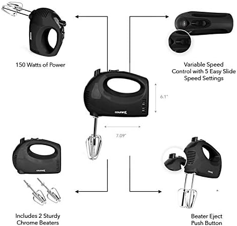 Courant 150-Watts 5-Speed Black-Hand Mixer