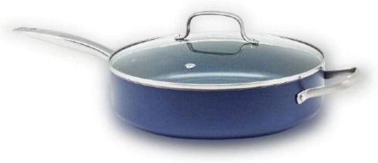 Blue Diamond 5 qt. Aluminum Ceramic Nonstick Saute Pan in Blue with Glass Lid