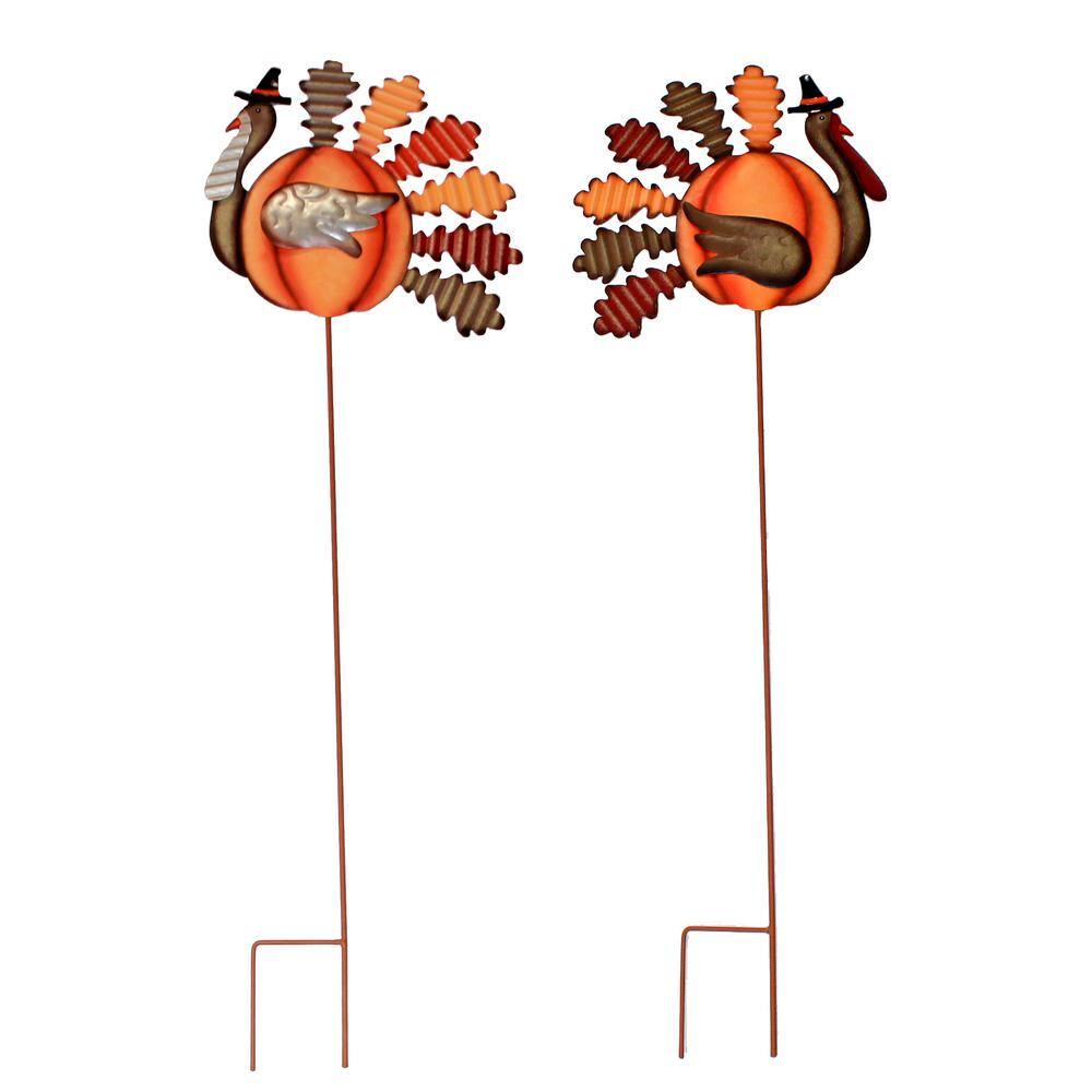 36 in. Metal Pilgrim Hat Turkey Stake (Set of 2)