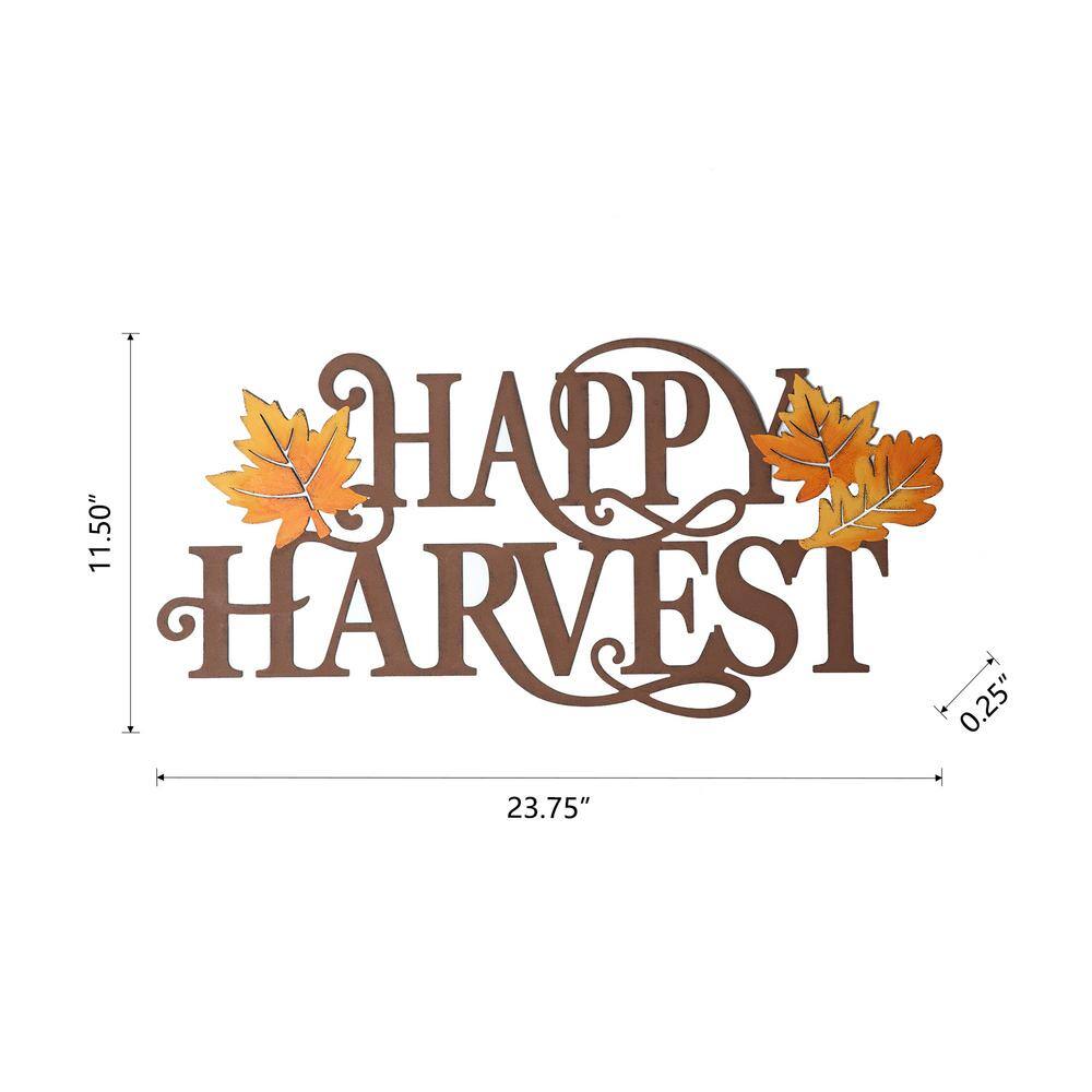 Glitzhome 11.5 in. H Metal "HAPPY HARVEST" Fall Wall Decor