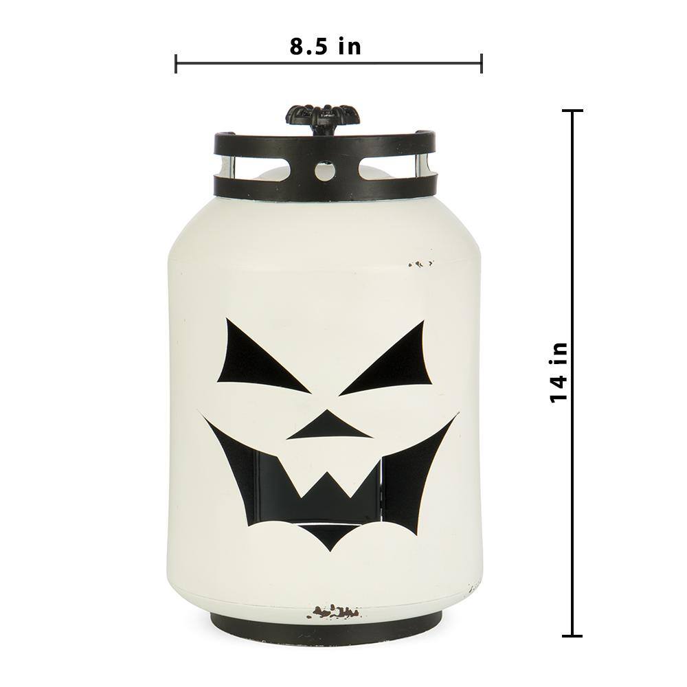 Bindle & Brass 14 in. Halloween White Pumpkin Lantern - Replica Propane Lantern