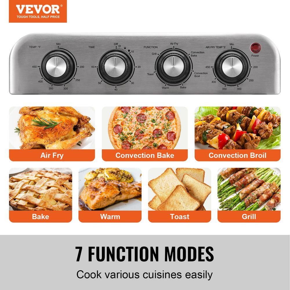 VEVOR 7-IN-1 Air Fryer Toaster Oven, 18L Convection Oven, 1700W Stainless Steel Toaster Ovens Countertop Combo