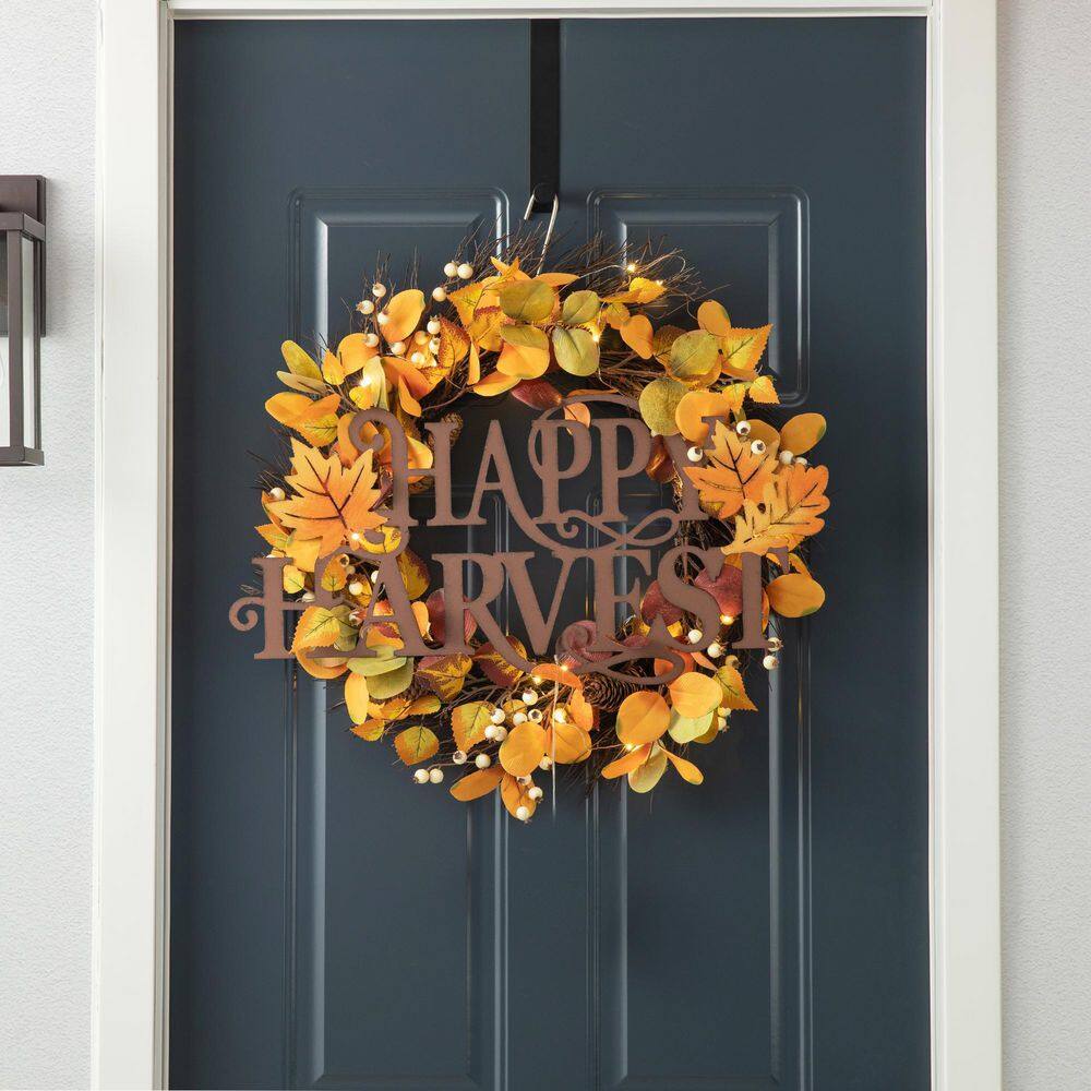 Glitzhome 11.5 in. H Metal "HAPPY HARVEST" Fall Wall Decor