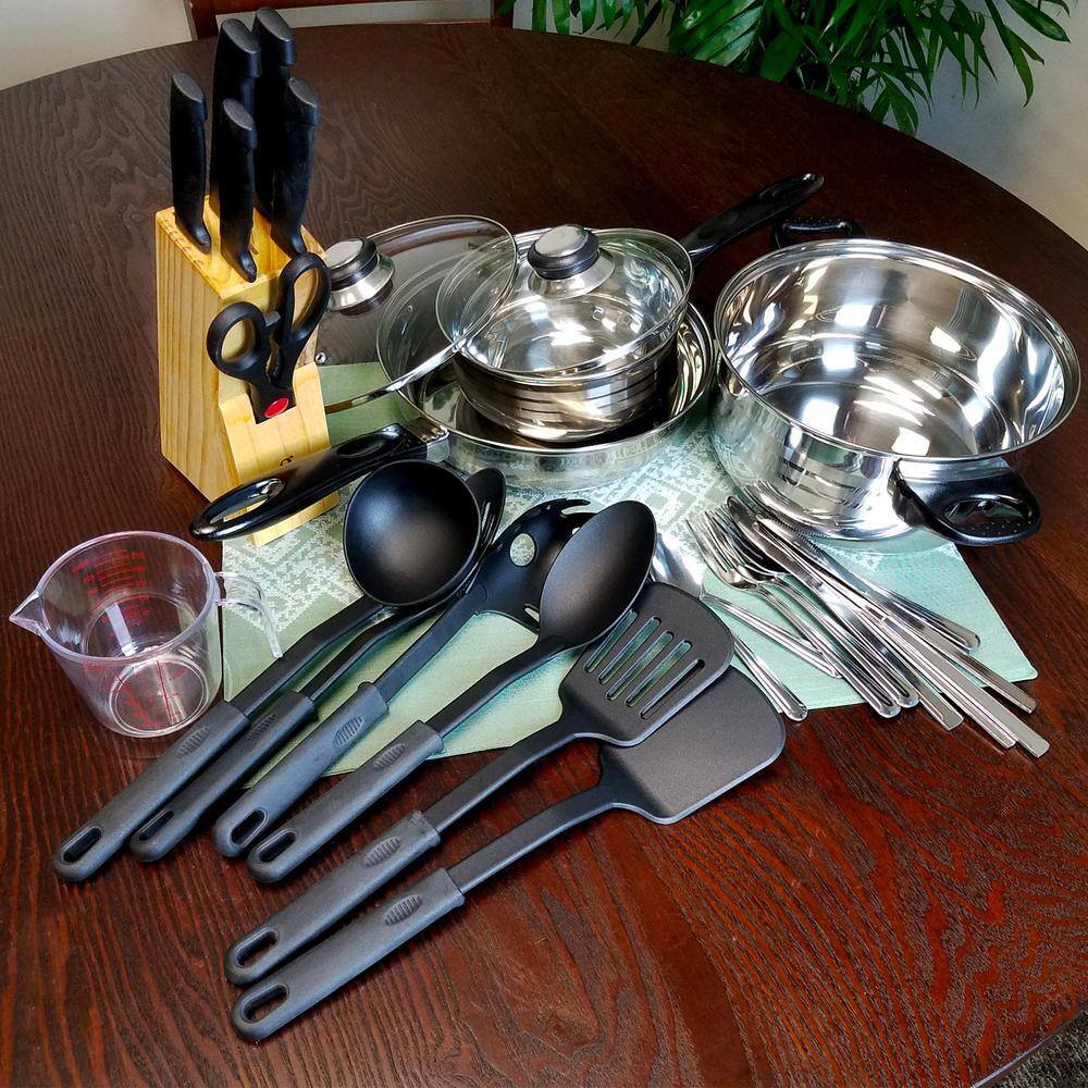 GIBSON HOME Total Kitchen Lybra 32-Piece Stainless Steel Cookware Set