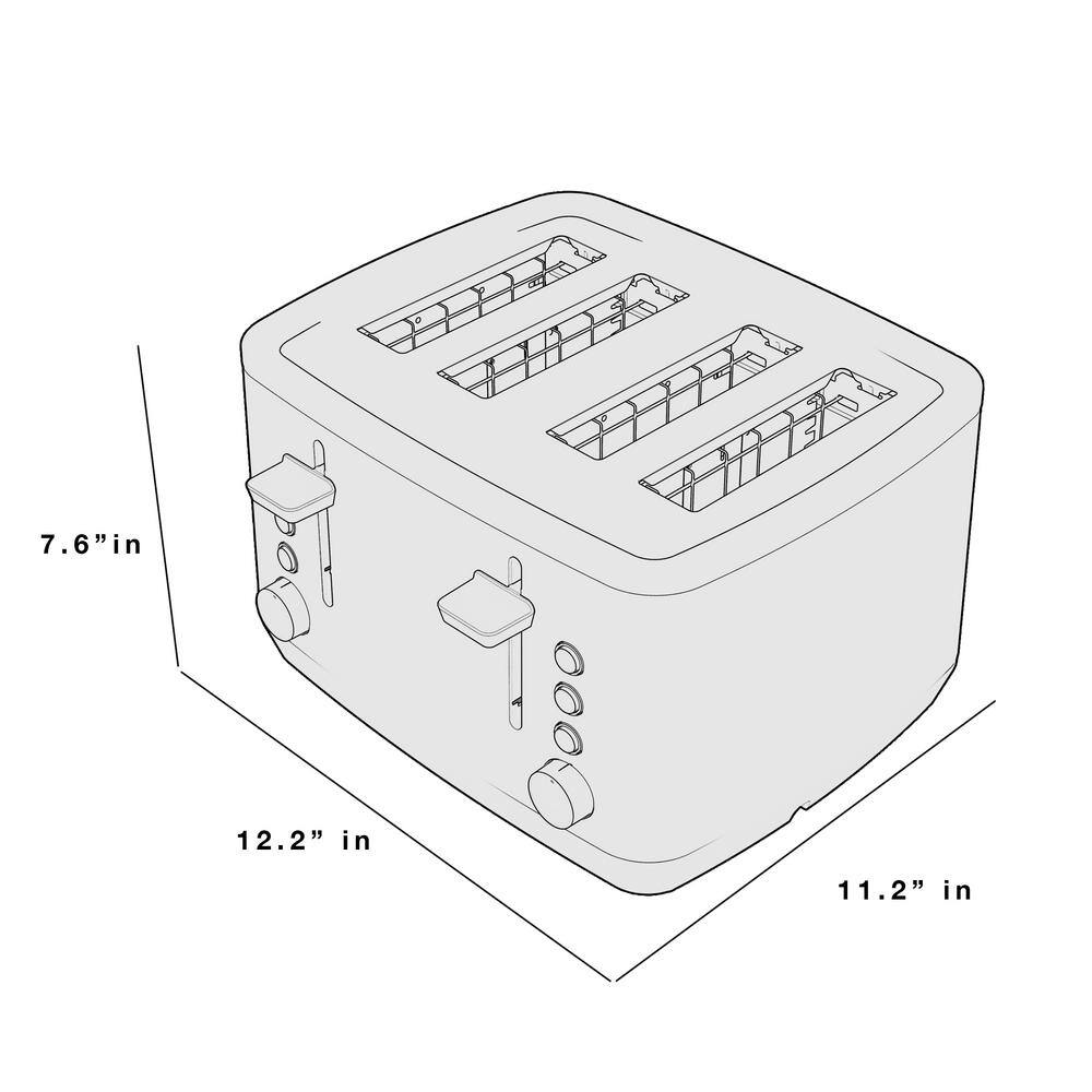 GE 4-Slice Stainless Steel Wide Slot Toaster with 7 Shade Settings