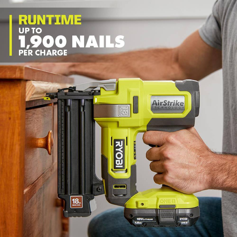 RYOBI ONE+ 18V 18-Gauge Cordless AirStrike Brad Nailer (Tool Only)