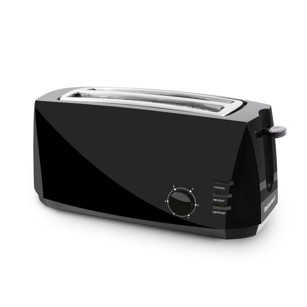 Elite Gourmet 4 Slice Long Slot, Black Cool Touch Toaster