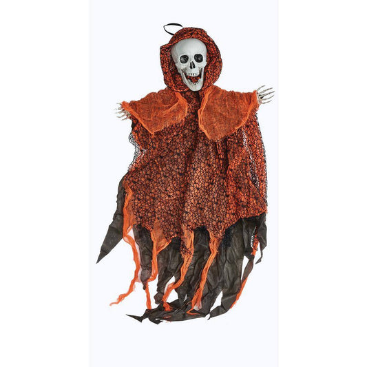 48 in. Skull Reaper With Orange Spider Web Netting