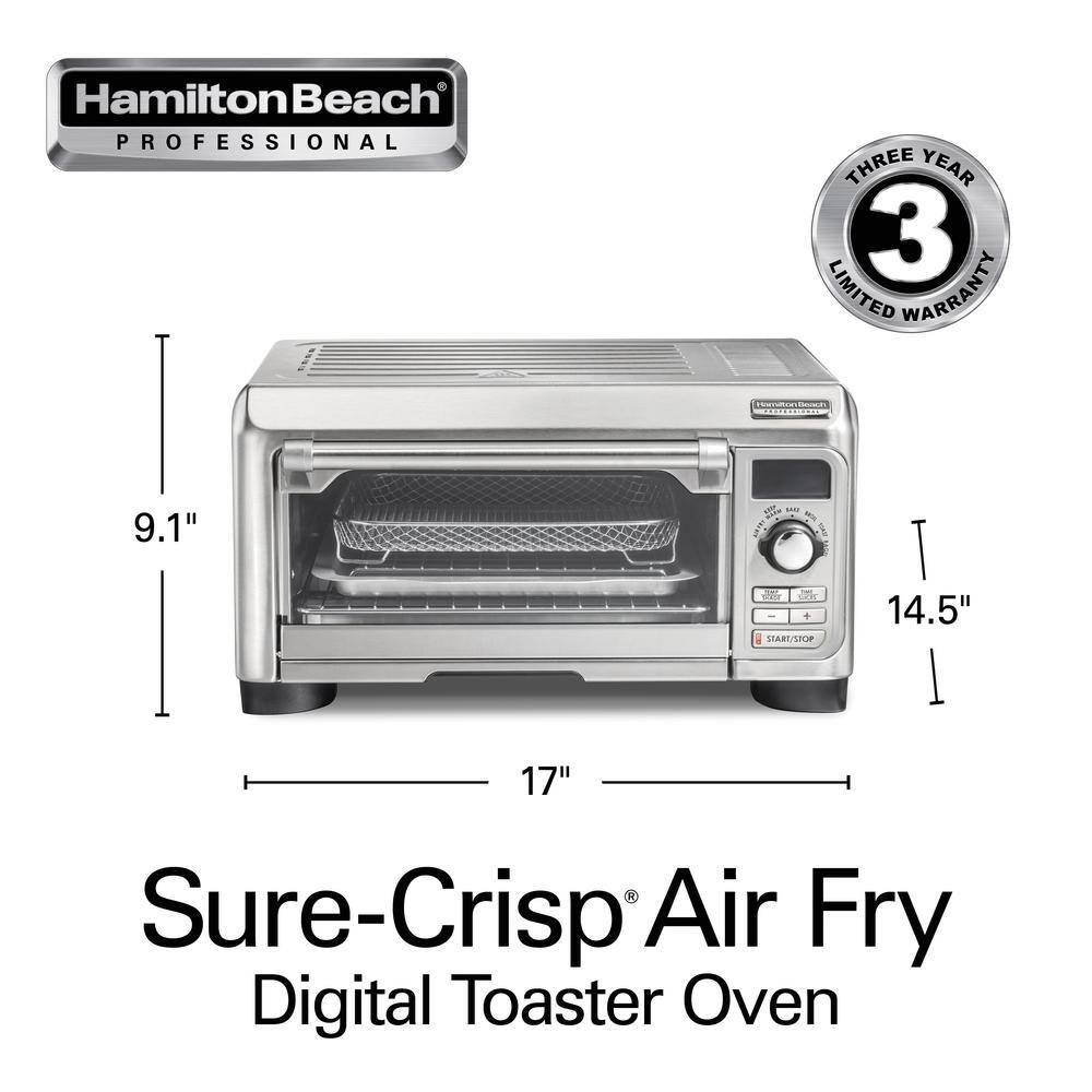 HAMILTON BEACH PROFESSIONAL Sure-Crisp 1500 W 4-Slice Stainless Steel Toaster Oven with Air Fry