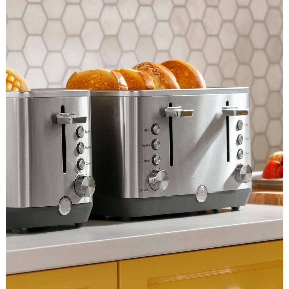 GE 4-Slice Stainless Steel Wide Slot Toaster with 7 Shade Settings