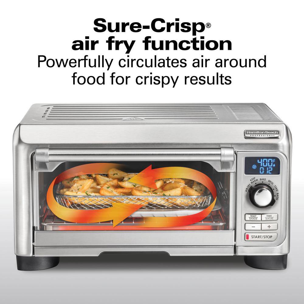 HAMILTON BEACH PROFESSIONAL Sure-Crisp 1500 W 4-Slice Stainless Steel Toaster Oven with Air Fry