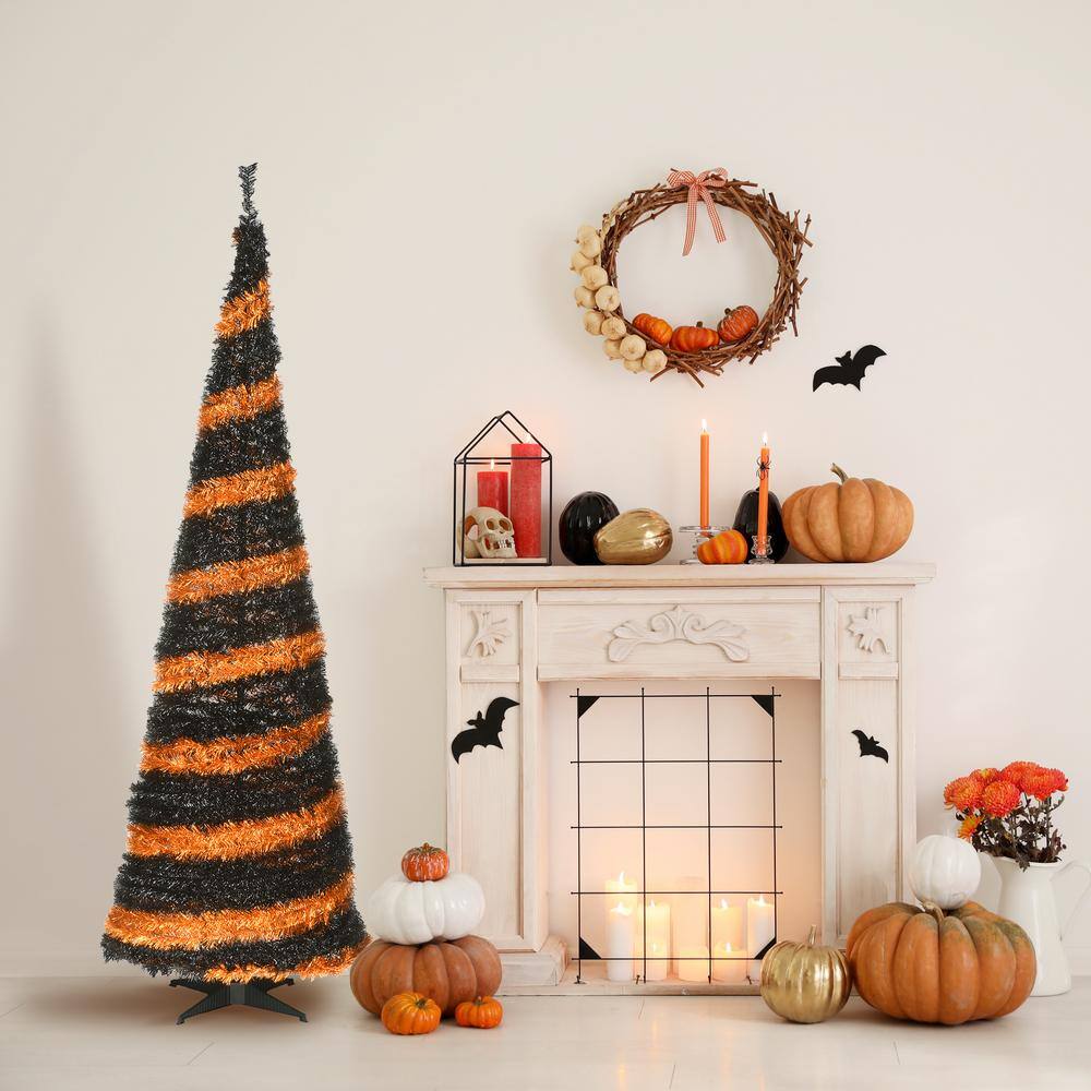 National Tree Company 7.5 ft. Halloween Orange and Black Pop-Up Tree