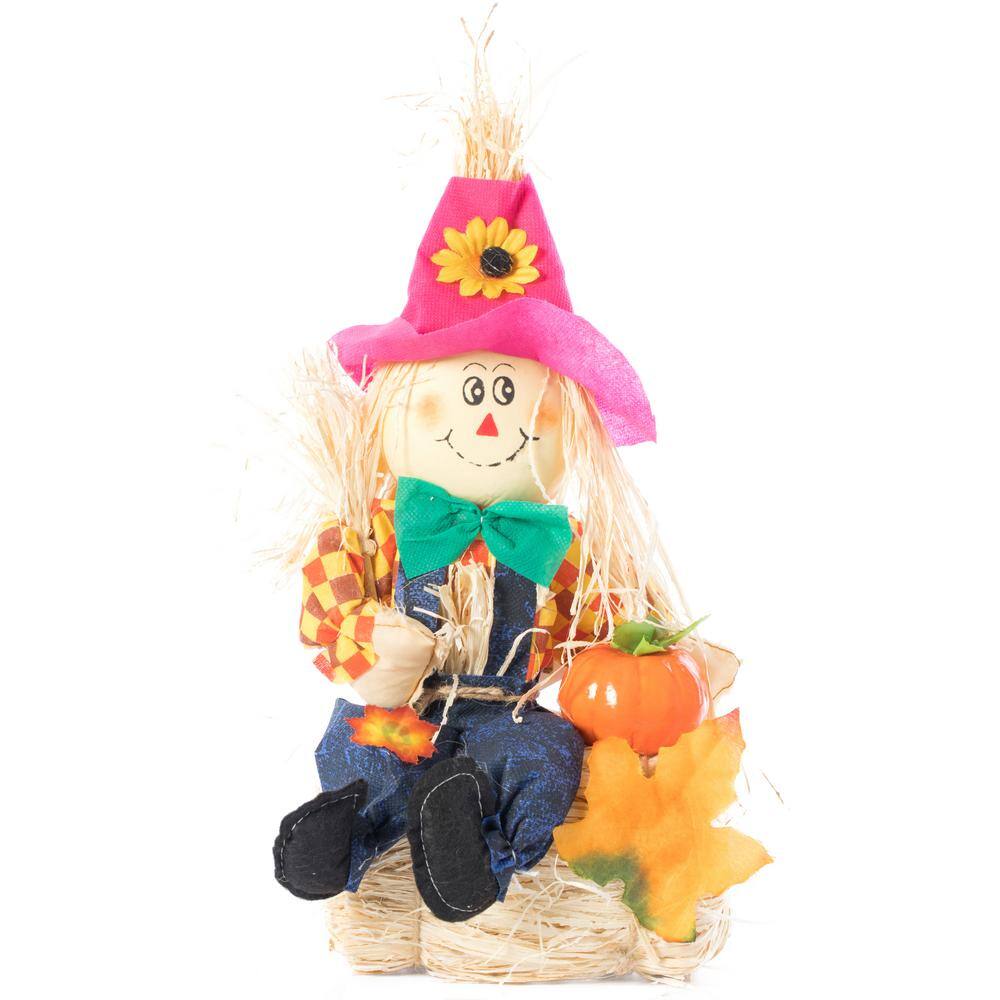 Gardenised Garden Scarecrows Sitting on Hay Bale (Set of 3)