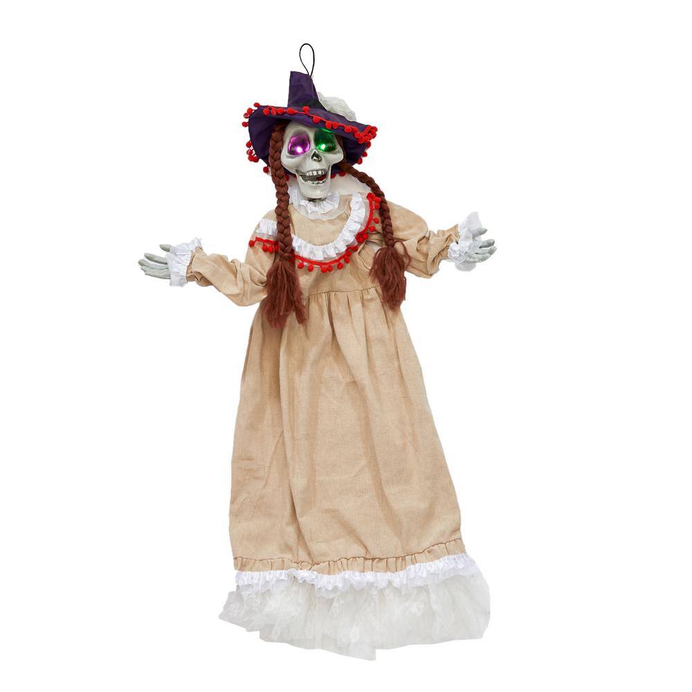 36 in. Hanging Zombie Girl With Purple Light Up Eyes