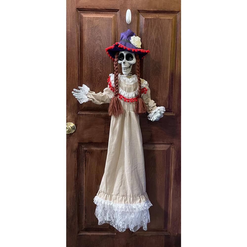 36 in. Hanging Zombie Girl With Purple Light Up Eyes