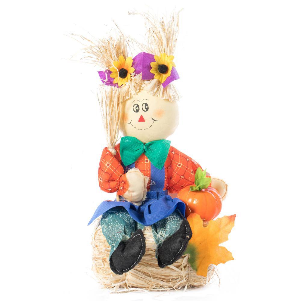 Gardenised Garden Scarecrows Sitting on Hay Bale (Set of 3)