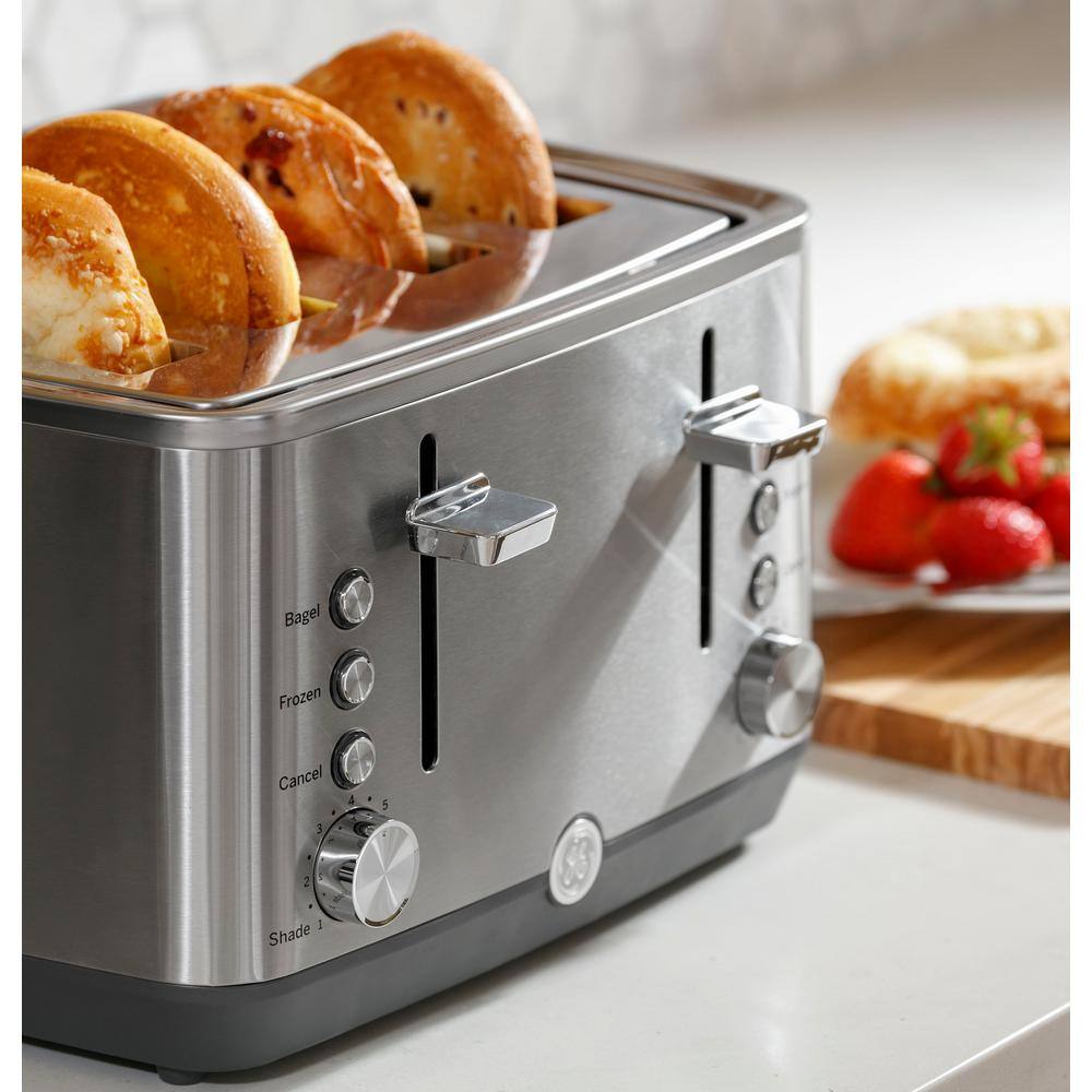 GE 4-Slice Stainless Steel Wide Slot Toaster with 7 Shade Settings