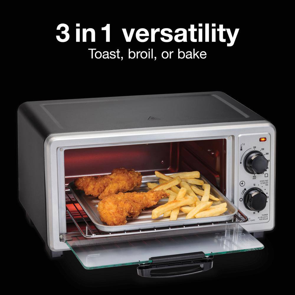 Proctor Silex 1100-Watt 4-Slice Black Toaster Oven Broiler