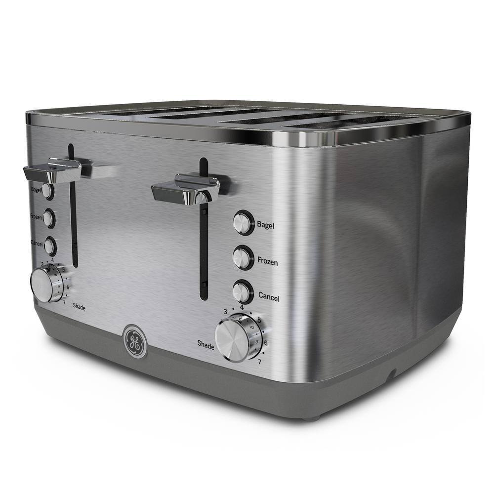 GE 4-Slice Stainless Steel Wide Slot Toaster with 7 Shade Settings