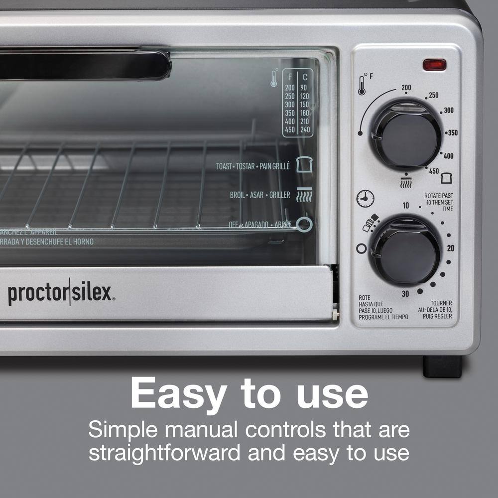 Proctor Silex 1100-Watt 4-Slice Black Toaster Oven Broiler