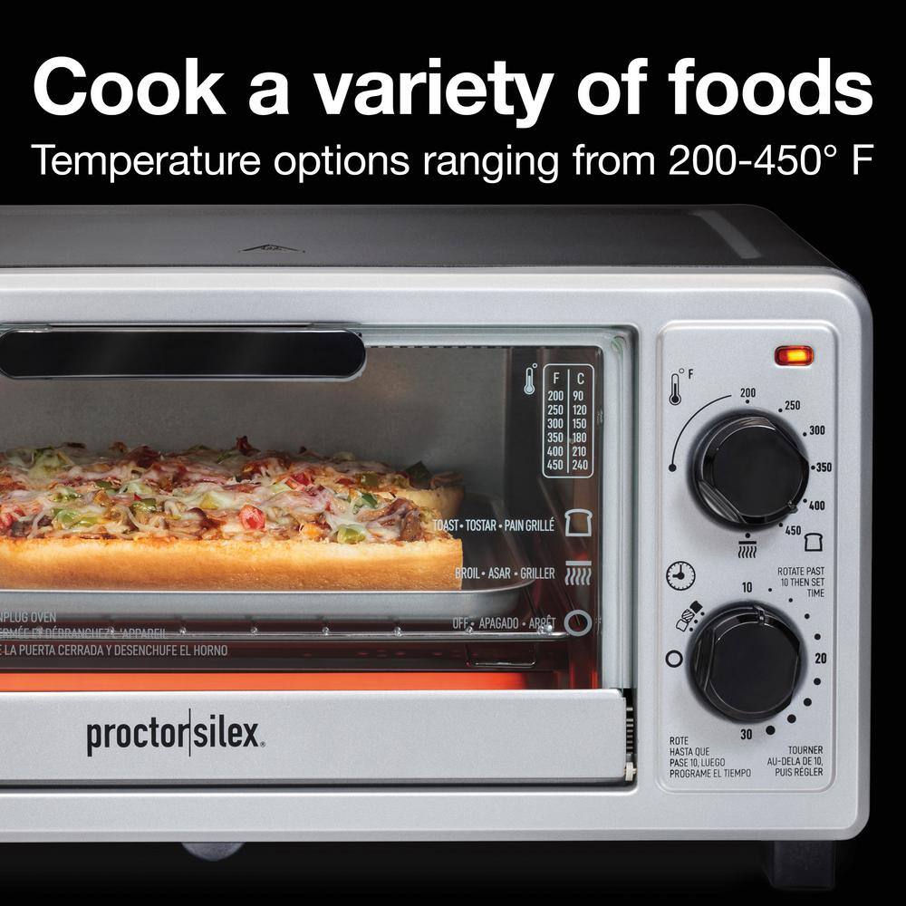 Proctor Silex 1100-Watt 4-Slice Black Toaster Oven Broiler