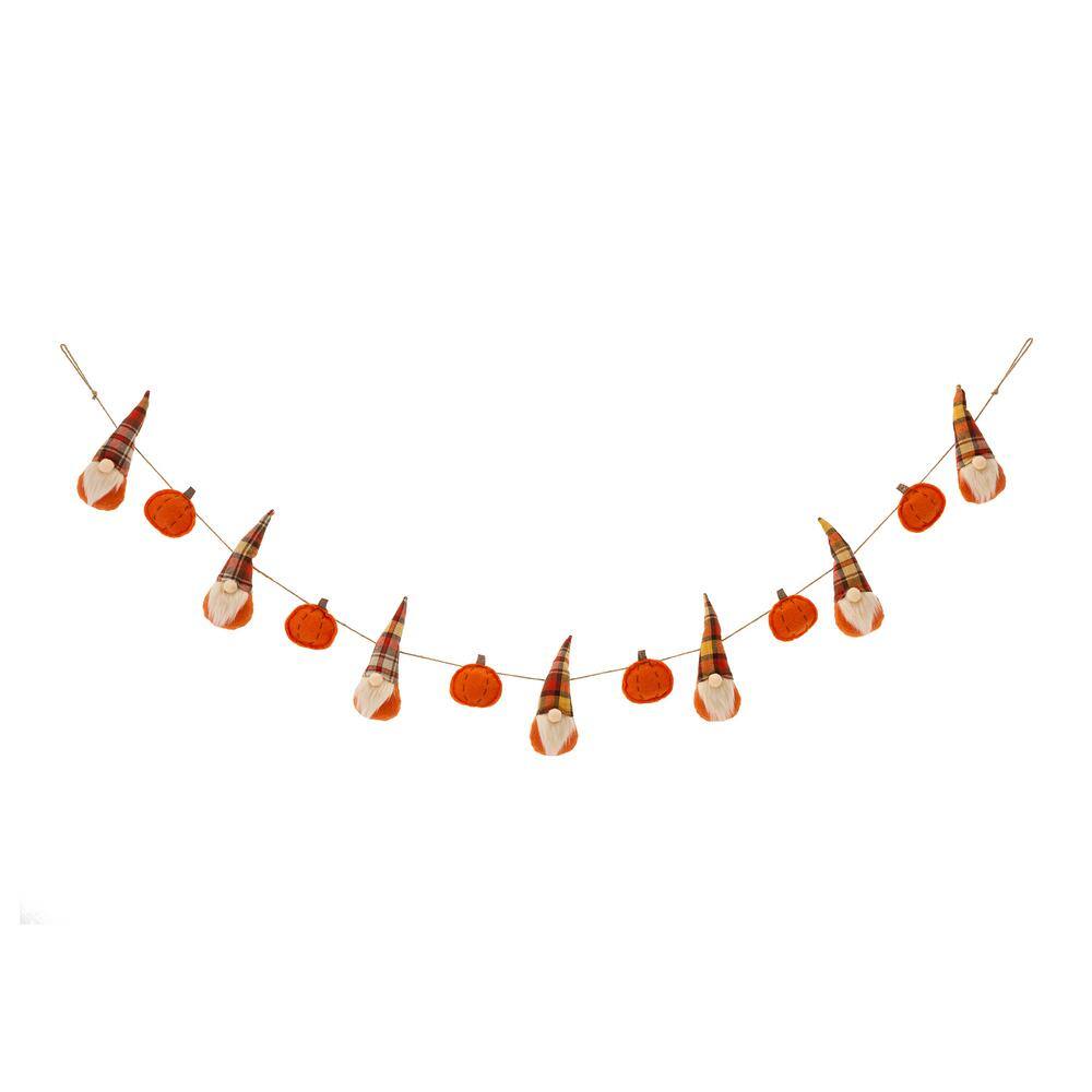 Glitzhome 6 ft. Fall Fabric Gnomes Garland