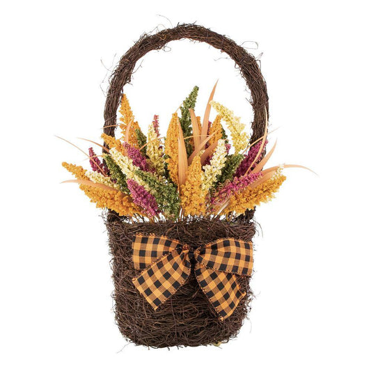 Northlight 22 in. Autumn Harvest Hanging Basket with Artificial Fall Foliage