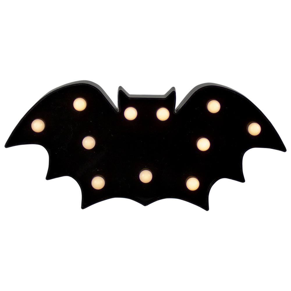 Northlight 12 in. Black Lighted Bat Halloween Marquee Decoration