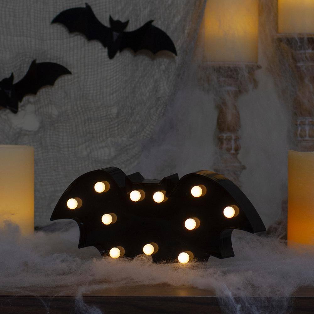 Northlight 12 in. Black Lighted Bat Halloween Marquee Decoration