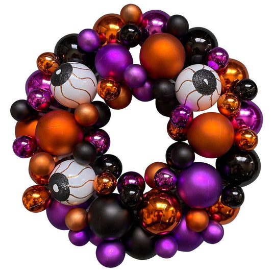 Northlight 13 in. Shatterproof Ball Ornament Halloween Wreath Unlit