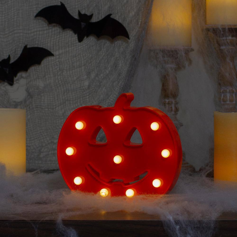 Northlight 8.5 in. Orange Lighted Jack-o-Lantern Halloween Marquee Decoration