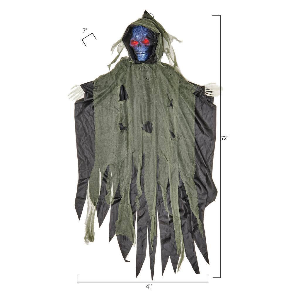 72 in. Hanging Light Up Reaper with Covered Face Halloween Prop