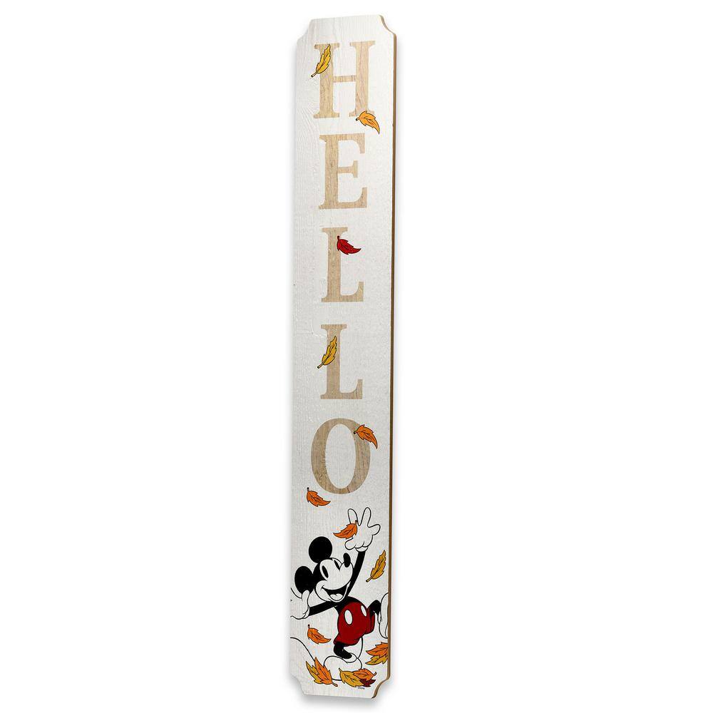 Disney 46 in. Weather-Resistant Mickey Mouse Hello Fall Vertical Wood Porch Decor