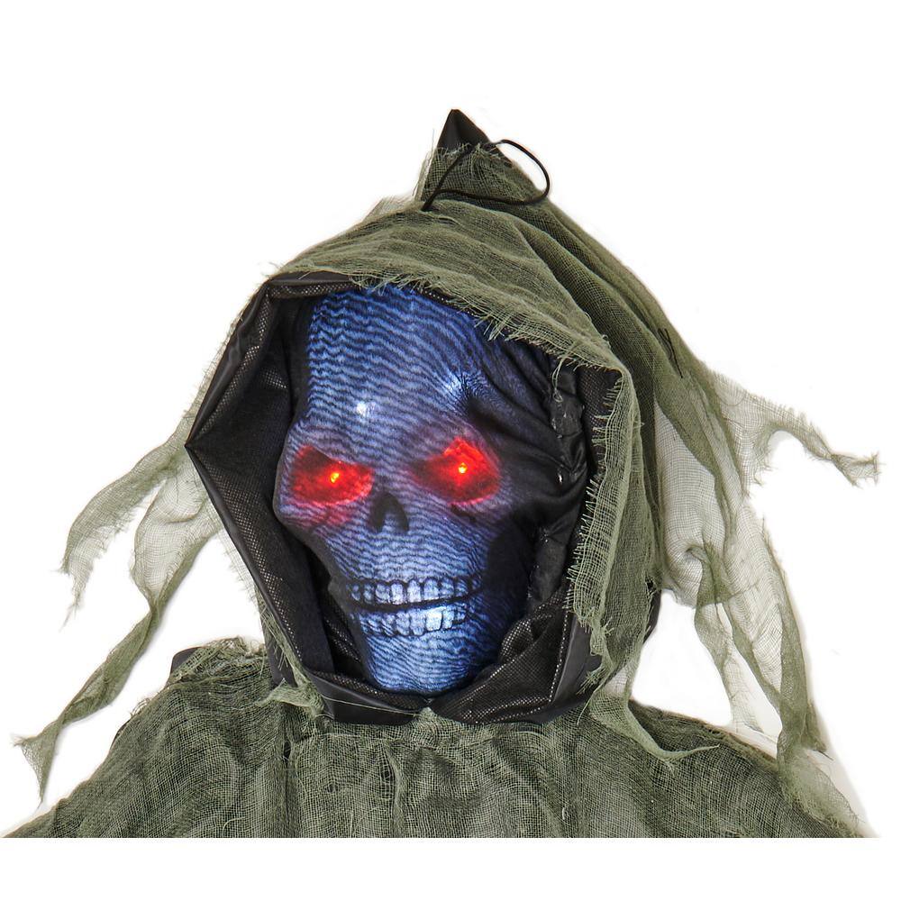 72 in. Hanging Light Up Reaper with Covered Face Halloween Prop