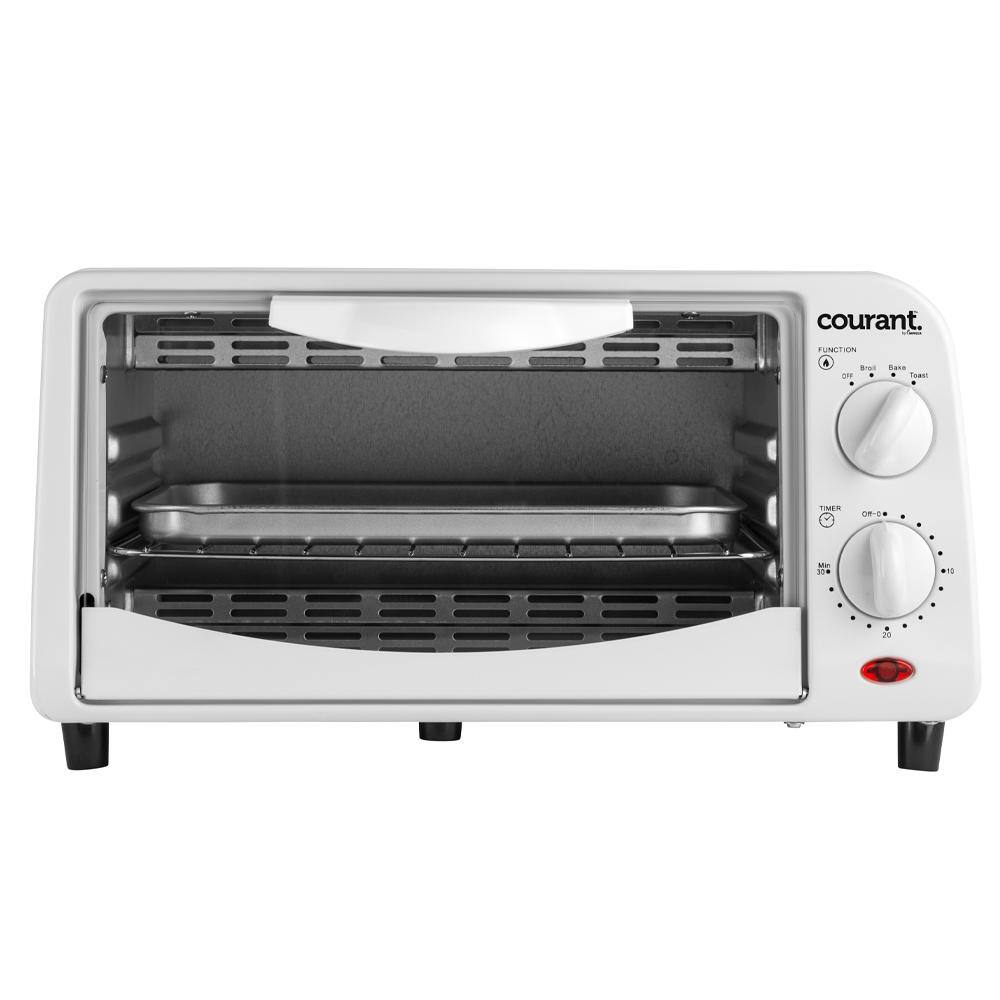 Courant 4-Slice Countertop Toaster Oven, Functions to Toast, Bake, and Broil - White