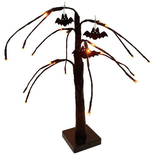 Northlight 24 in. LED Lighted Black Weeping Halloween Twig Tree Orange Lights