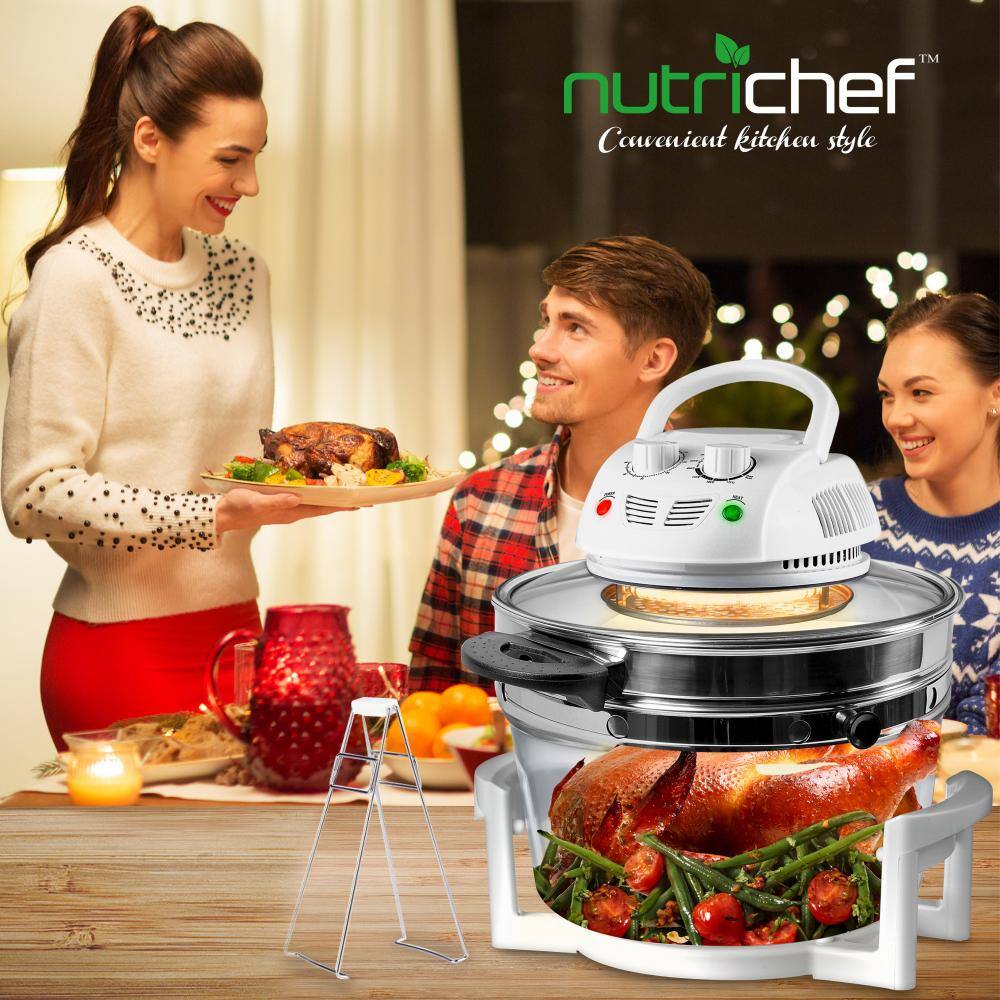 NutriChef White Kitchen Oven Air Fryer Counter Convection Oven Cooker for Healthy Food Air-Frying, Adjustable Time & Temp