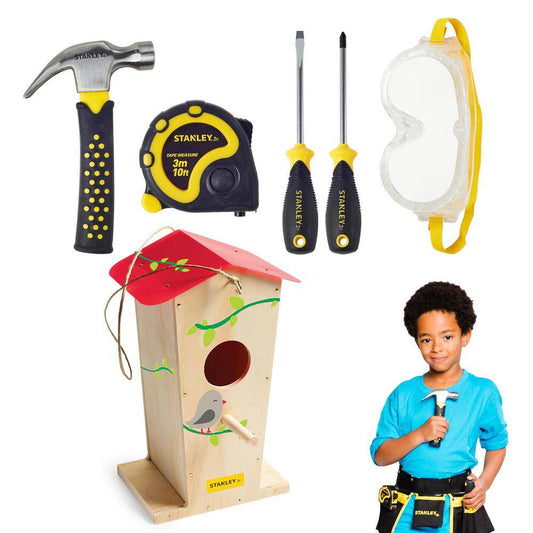 Stanley Jr Tall Birdhouse Kit and 5-Piece Tool Set (Tool Belt Not Included)