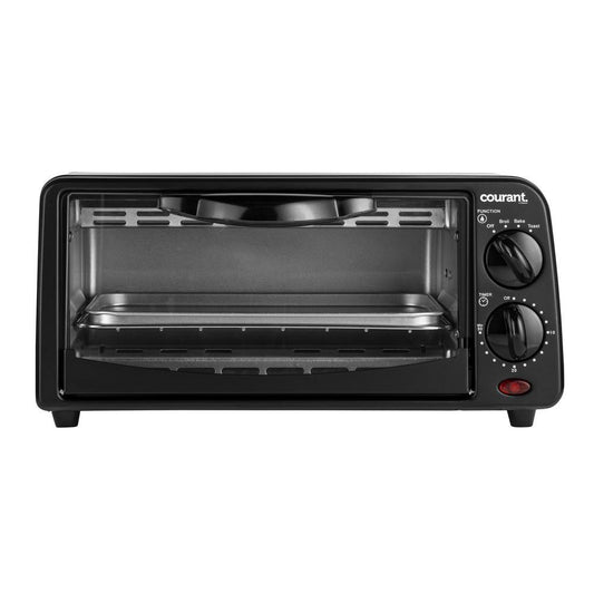 Courant 650-Watt 2-Slice Black Toaster Oven with Toast, Bake, and Broil Functions